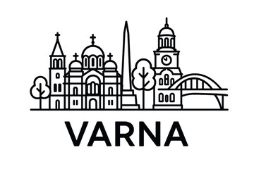 Obraz premium Varna city skyline with iconic buildings and landmarks