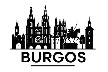 Fototapeta premium Burgos city skyline with iconic buildings and landmarks