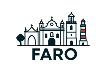 Obraz premium Faro city skyline with iconic buildings and landmarks