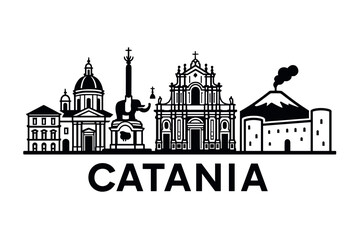Fototapeta premium Catania city skyline with iconic buildings and landmarks