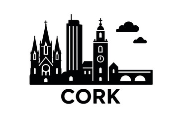 Cork city skyline with iconic buildings and landmarks