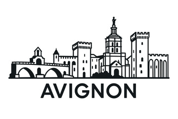 City skyline with iconic buildings and landmarks, Avignon