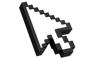 3d rendering illustration icon isolated on Pixelated black cursor on white background on transparent background