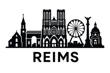 Fototapeta premium City skyline with iconic buildings and landmarks, Reims