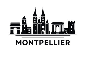 Naklejka premium City skyline with iconic buildings and landmarks, Montpellier