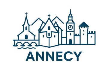 City skyline with iconic buildings and landmarks, Annecy