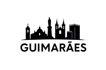 Naklejka premium City skyline with iconic buildings and landmarks, Guimarães