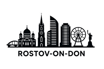 Naklejka premium City skyline with iconic buildings and landmarks, Rostov-on-Don