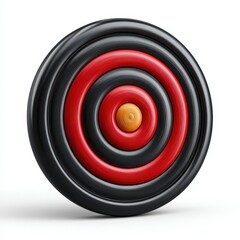 Concentric circles in black, red, and gold isolated on white background.