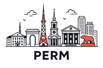 Obraz premium City skyline with iconic buildings and landmarks, Perm