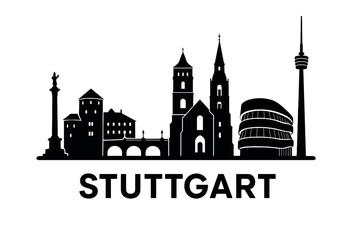 City skyline with iconic buildings and landmarks, Stuttgart