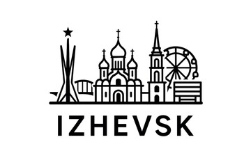 Fototapeta premium City skyline with iconic buildings and landmarks, Izhevsk