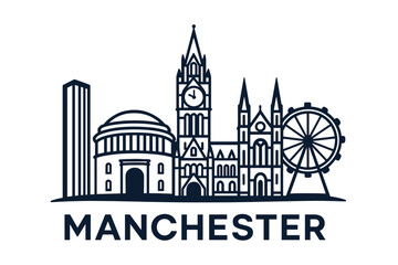 Obraz premium City skyline with iconic buildings and landmarks, Manchester