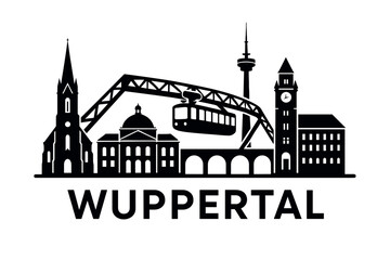 Naklejka premium City skyline with iconic buildings and landmarks, Wuppertal