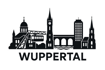 City skyline with iconic buildings and landmarks, Wuppertal