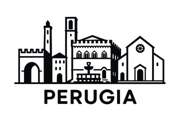 Obraz premium City skyline with iconic buildings and landmarks, Perugia