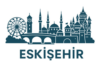 Fototapeta premium City skyline with iconic buildings and landmarks, Eskişehir