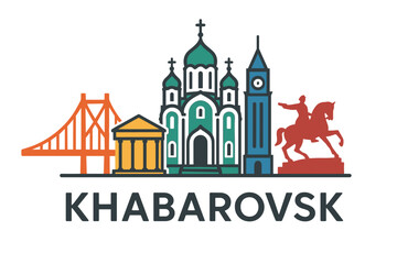 Obraz premium City skyline with iconic buildings and landmarks, Khabarovsk