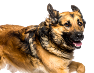 Dog running side with white background