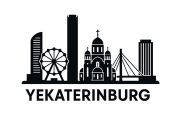 Naklejka premium City skyline with iconic buildings and landmarks, Yekaterinburg