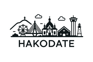 City skyline with iconic buildings and landmarks, Hakodate
