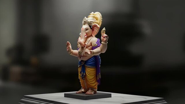 Illustration of lord ganesha, the hindu god of wisdom and prosperity, standing majestically with a bright light behind him, symbolizing divinity and spiritual enlightenment
