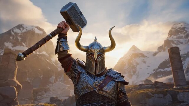 Viking with a hammer.