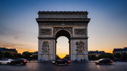 Cars at the Arc de Triomphe in Paris.