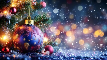 Enchanting Christmas tree decorations with vibrant ornaments and soft glowing lights during winter festivities