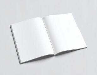 Blank Magazine Mockup, Empty Double Page Spread on White
