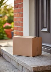 box with return label sitting on doorstep