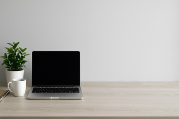 Modern Home Office Desk with Laptop