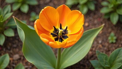 Bright Orange Tulip in Bloom