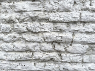 Textured Whitewashed Old Brick Wall Background. Rustic Grunge Surface