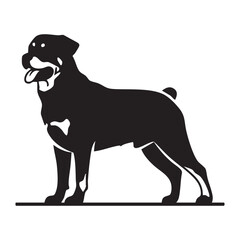 Vector art of silhouette of a majestic rottweiler standing alert and watchful a strong and loyal companion breed perfect for guard duty