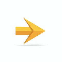 Pointing Direction Arrow Icon in Gold Guiding Navigation Guidance Symbol Design
