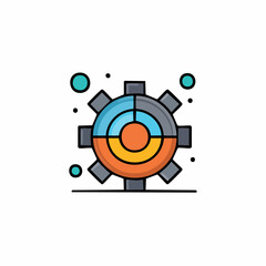 Obraz premium Colorful Gear Mechanism with Circular Segments and Abstract Bubbles