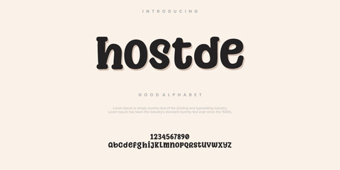 Hostde Modern minimal abstract alphabet fonts. Typography technology, electronic, movie, digital, music, future, logo creative font. vector illustration