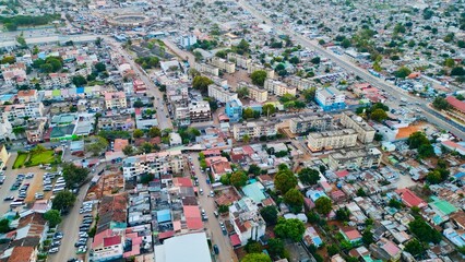 Aerial view of Lusaka's vibrant urban landscape.