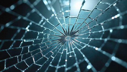 Fototapeta premium Intricate spider web close-up background with copy space for nature design projects 