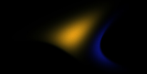 Blurred neon color flow, dark  blue yellow black color gradient background, grainy texture effect, futuristic banner design.