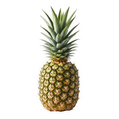 Fototapeta premium A whole pineapple, isolated on transparent background, showcasing its vibrant green crown and textured skin