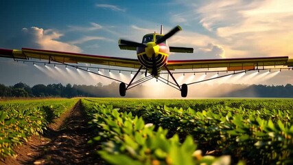 Agricultural aircraft spraying crops. Aircraft used for applying pesticides or fertilizers