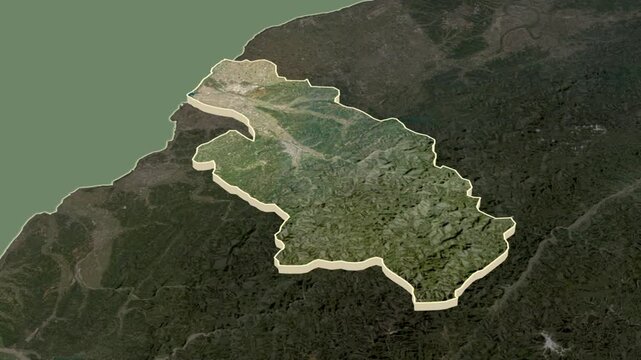 Hsinchu region, Taiwan, extruded. Map animation