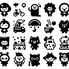 cartoon, vector, icon, animal, set, baby, illustration, lion, cat