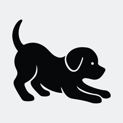 Silhouette dog stretching playful puppy icon vector illustration