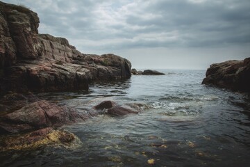 rocky coast of the sea.