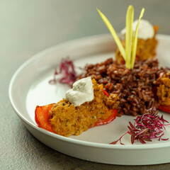 Vegan Chef Cooking Photography - Sizzling Plant-Based Gluten-Free Food with Seasonal Veggies & Black Quinoa, Red Rice, Lentils, Noodles in Professional Kitchen - Sustainable Cuisine