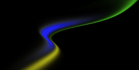 Yellow green blue black color flow, abstract background, grainy wave, dark noise texture, cover header wallpaper design.