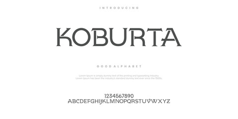 Koburta Abstract minimal modern alphabet fonts. Typography technology vector illustration
